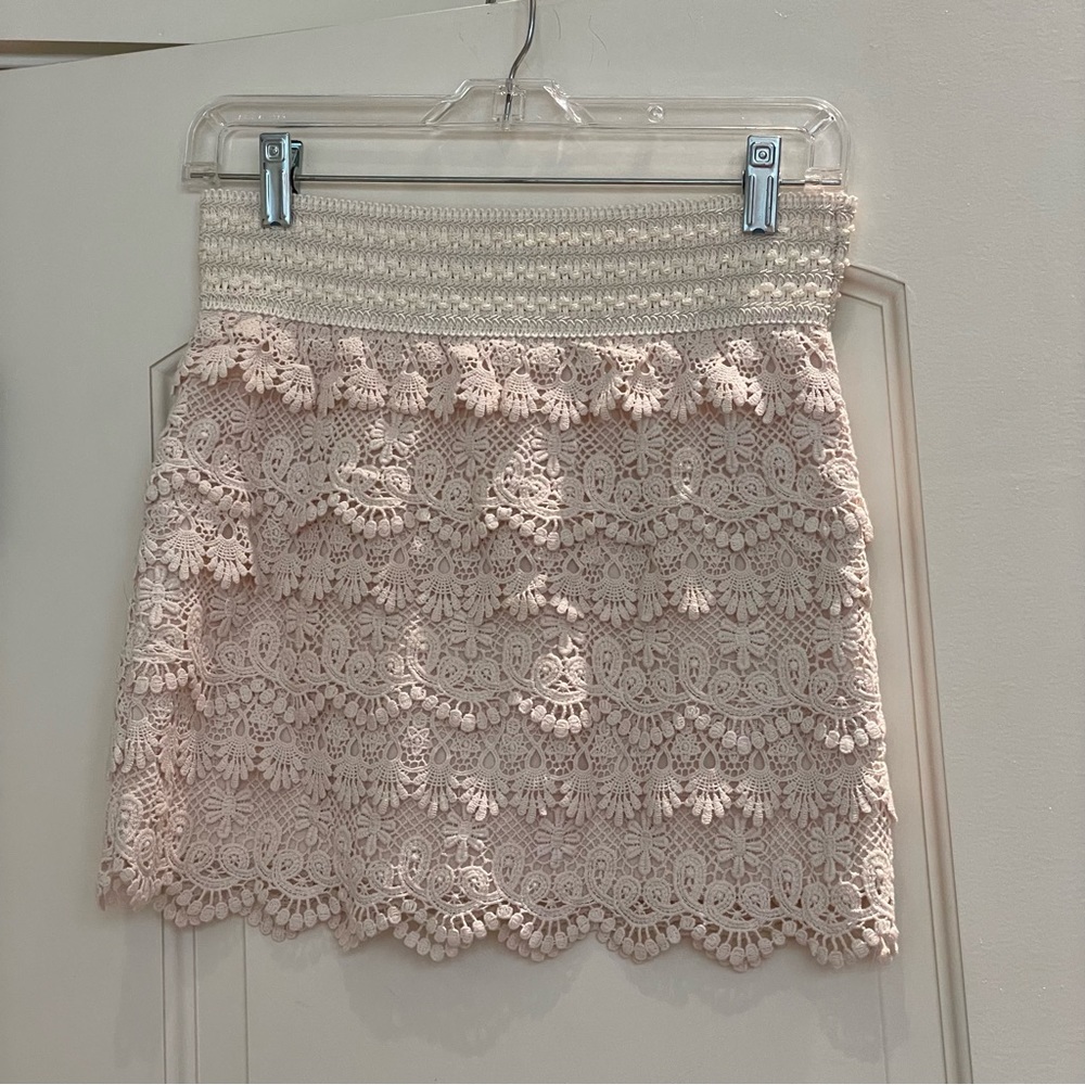 Crochet Cream Mini Skirt